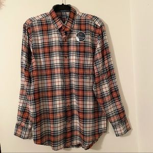 Izod Men’s Small L/S Plaid Red White Blue Flannel